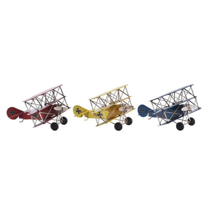 Figură Decorativă DKD Home Decor Avion Mic Vintage 16 x 15 x 9 cm (3 Piese)