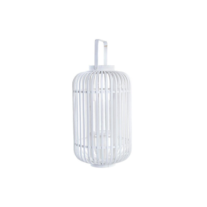 Lucerna DKD Home Decor Geam Alb Bambus (28 x 28 x 47 cm)