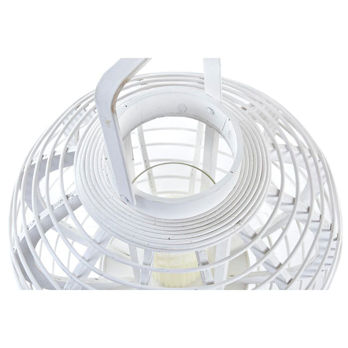 Lucerna DKD Home Decor Geam Alb Bambus (35 x 35 x 29 cm)