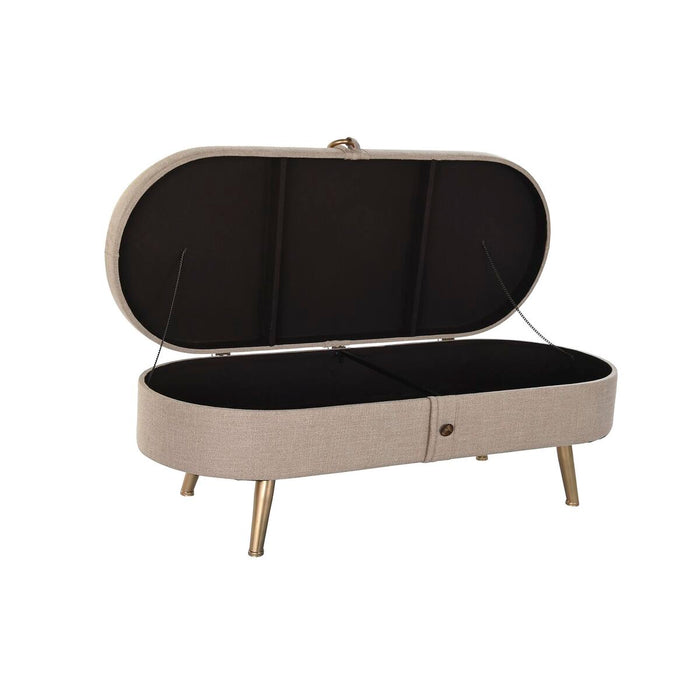 Cufăr de depozitare cu scaun DKD Home Decor 114 x 44 x 40 cm Bej Metal