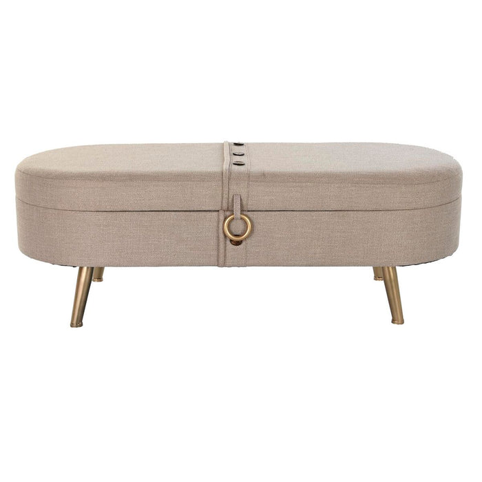 Cufăr de depozitare cu scaun DKD Home Decor 114 x 44 x 40 cm Bej Metal