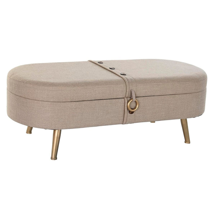 Cufăr de depozitare cu scaun DKD Home Decor 114 x 44 x 40 cm Bej Metal