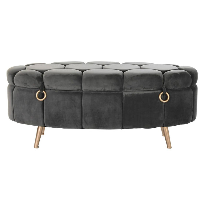 Banchetă DKD Home Decor   Gri Metal Poliester (125 x 56 x 53 cm)