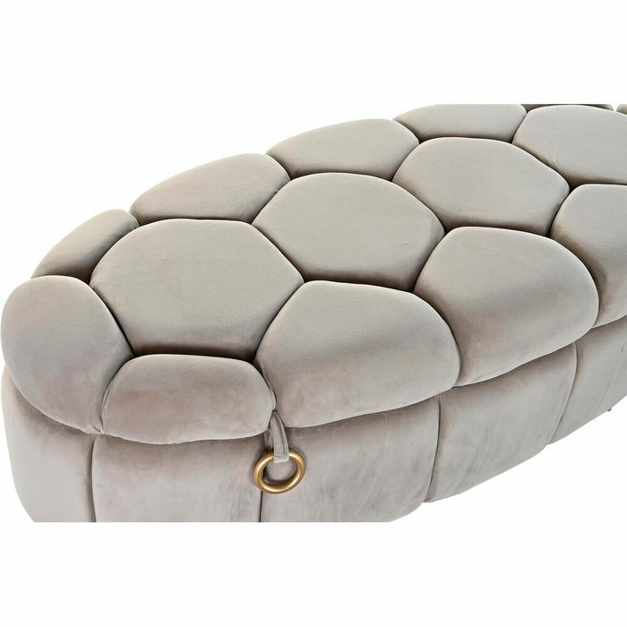 Cufăr de depozitare cu scaun DKD Home Decor Bej Metal Poliester (125 x 55 x 53 cm)