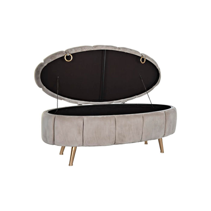 Cufăr de depozitare cu scaun DKD Home Decor Bej Metal Poliester (125 x 55 x 53 cm)