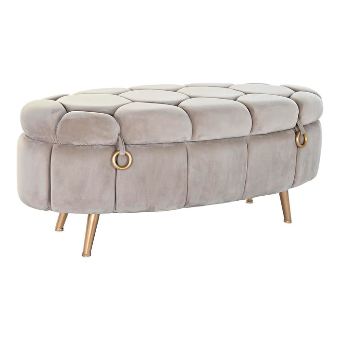 Cufăr de depozitare cu scaun DKD Home Decor Bej Metal Poliester (125 x 55 x 53 cm)