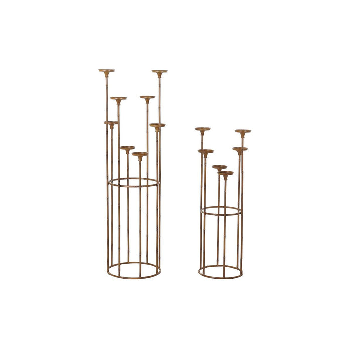 Suport de Lumânări DKD Home Decor Cupru Metal 38 x 38 x 110 cm (2 Unități) (2 unidades)