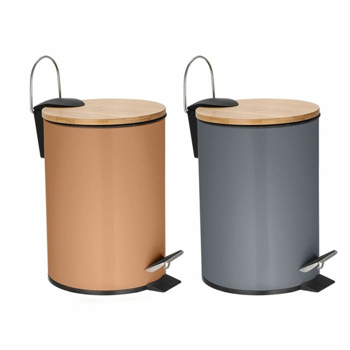Coș de gunoi cu pedală DKD Home Decor Metal Bambus 2 Unități 3 L 17 x 17 x 22,5 cm