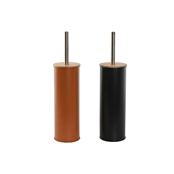 Perie pentru toaletă DKD Home Decor Gri Portocaliu Metal Bambus Modern (2 Unități)