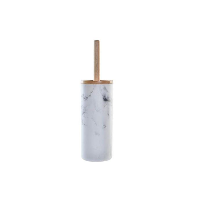 Perie pentru toaletă DKD Home Decor Alb Natural Metal Rășină Cauciuc Marmură Scandi 30 x 40 cm 10,3 x 10,3 x 38 cm