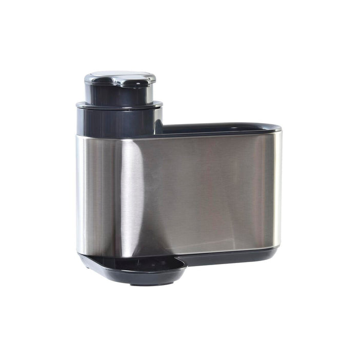 Săpunieră DKD Home Decor Bucătărie Negru Argintiu Oțel inoxidabil ABS 18 x 13 x 16 cm