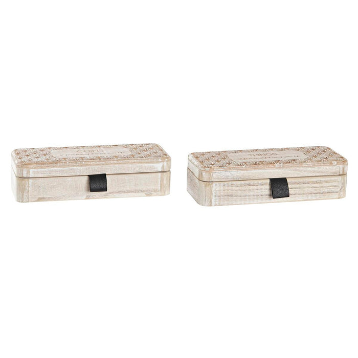 Casetă de Bijuterii DKD Home Decor Natural Lemn MDF 20 x 8 x 5 cm (2 Unități)