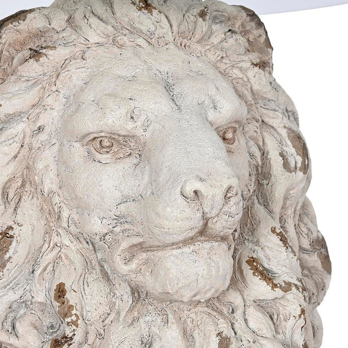 Masa laterală DKD Home Decor Leu 52 x 44 x 72 cm Geam Gri Metal Alb Magneziu