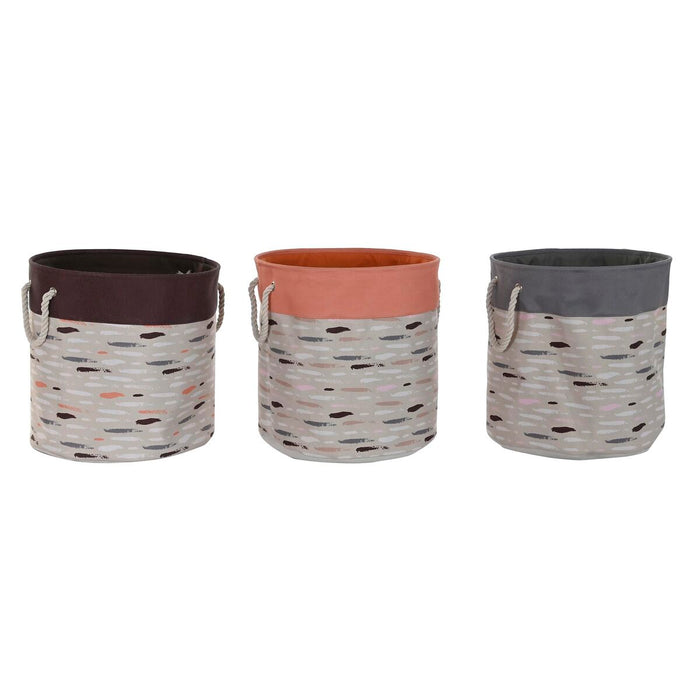 Coș pentru rufe murdare DKD Home Decor Gri Portocaliu 45 x 45 x 45 cm (3 Unități)