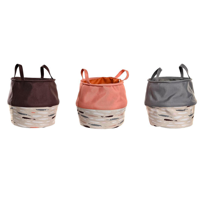 Coș pentru rufe murdare DKD Home Decor Gri Portocaliu 28 x 28 x 30 cm (3 Unități)