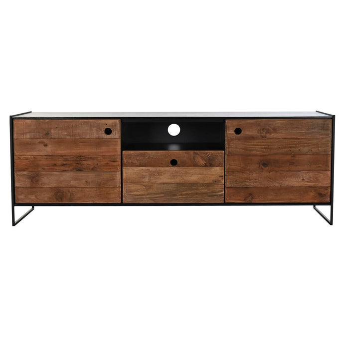 Mobilă TV DKD Home Decor 144,5 x 40 x 51 cm Negru Portocaliu Lemn Reciclat Pin