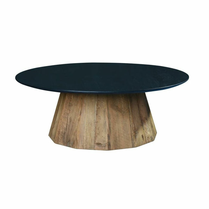 Masa de Cafea DKD Home Decor Negru Natural Lemn Pin Lemn Reciclat 90 x 90 x 32,5 cm