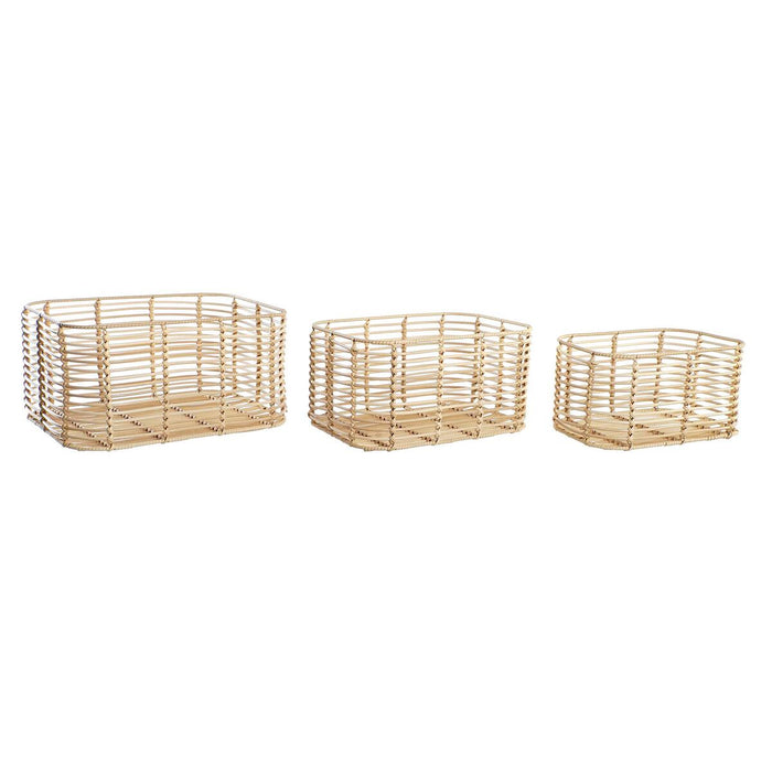 Set de Coșuri DKD Home Decor Metal polipropilenă 40 x 30 x 20 cm Boho