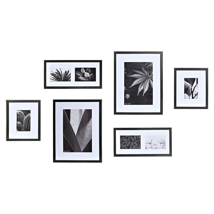 Ramă Foto DKD Home Decor 33 x 2 x 45 cm Geam Negru Alb/Negru Lemn MDF (6 Piese)