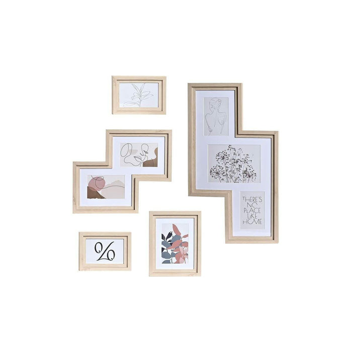 Ramă foto de Perete DKD Home Decor Urban Geam Natural Multicolor Lemn MDF (40 x 1,5 x 50 cm)