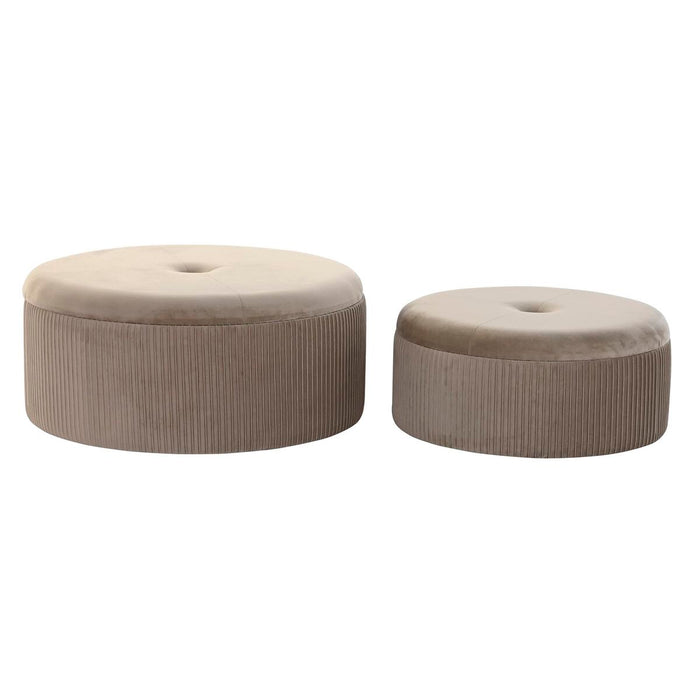 Suport pentru Picioare DKD Home Decor 70 x 70 x 32 cm 70 x 70 x 28 cm Кадифе Gri deschis Lemn MDF