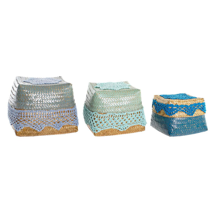 Set de Coșuri DKD Home Decor Bumbac Bambus (22 x 27 x 27 cm)