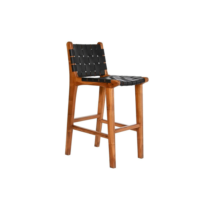 Taburet DKD Home Decor Tec Negru Piele (41 x 53 x 90 cm)