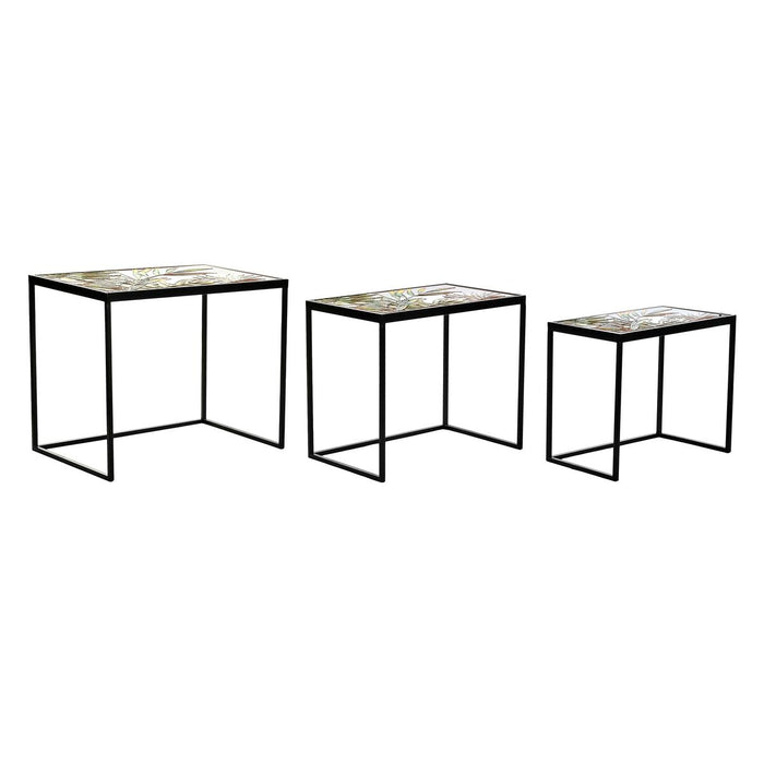 Set de 3 mese DKD Home Decor Negru Verde Auriu* 60 x 40 x 50 cm