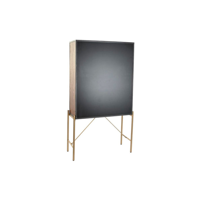 Servantă DKD Home Decor 85 x 35 x 155 cm Geam Negru Roz Auriu* Metal Galben