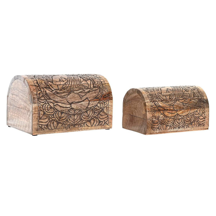 Casetă de Bijuterii DKD Home Decor Maro Lemn de mango Maro închis 23 x 15 x 15 cm (2 Unități)
