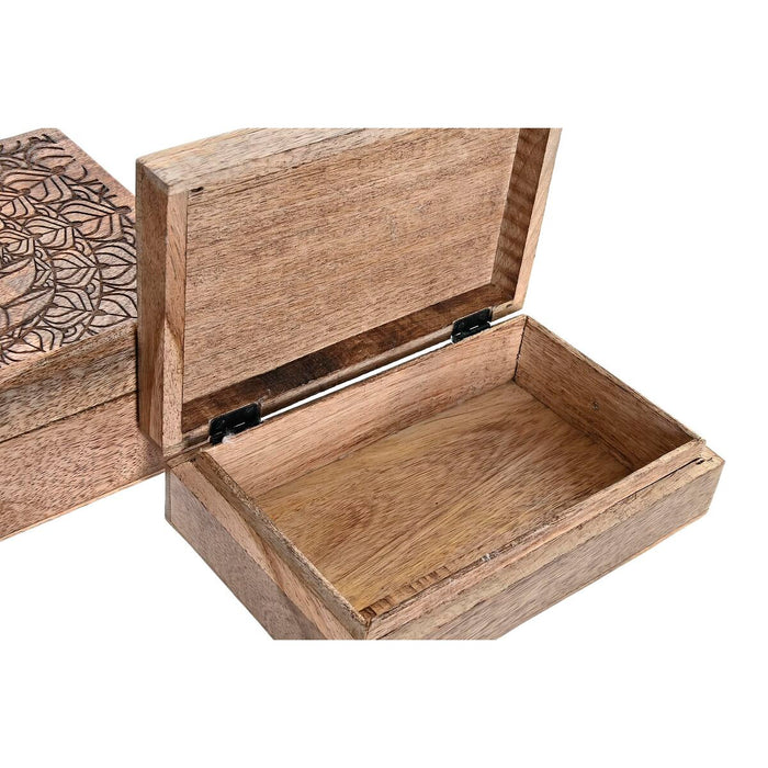 Casetă de Bijuterii DKD Home Decor Maro Lemn de mango 25 x 17 x 9 cm Maro închis (2 Unități)