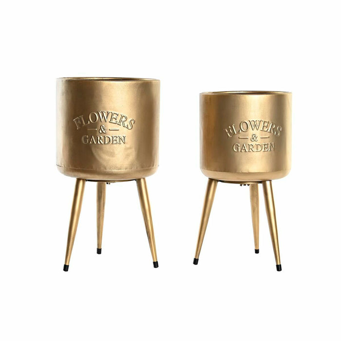 Set de jardiniere DKD Home Decor 25,5 x 25,5 x 44 cm Metal (2 Unități)
