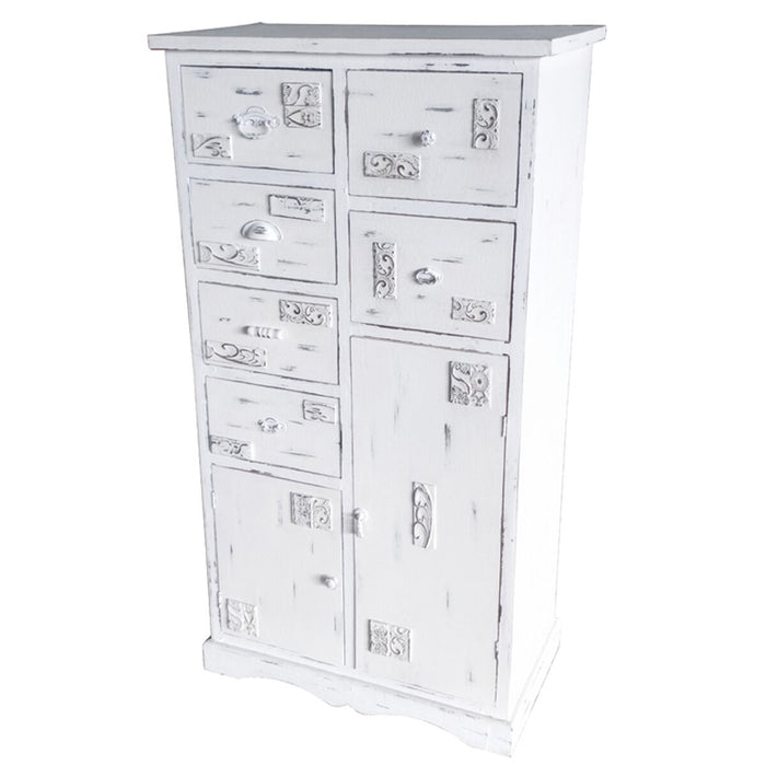 Dulap cu Sertare DKD Home Decor Lemn Alb Uzat (69 x 38 x 130 cm)