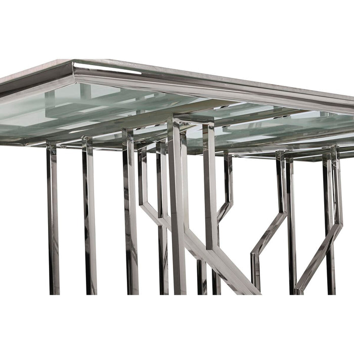Masă de Sufragerie DKD Home Decor Argintiu Geam Oțel (180 x 90 x 75 cm)