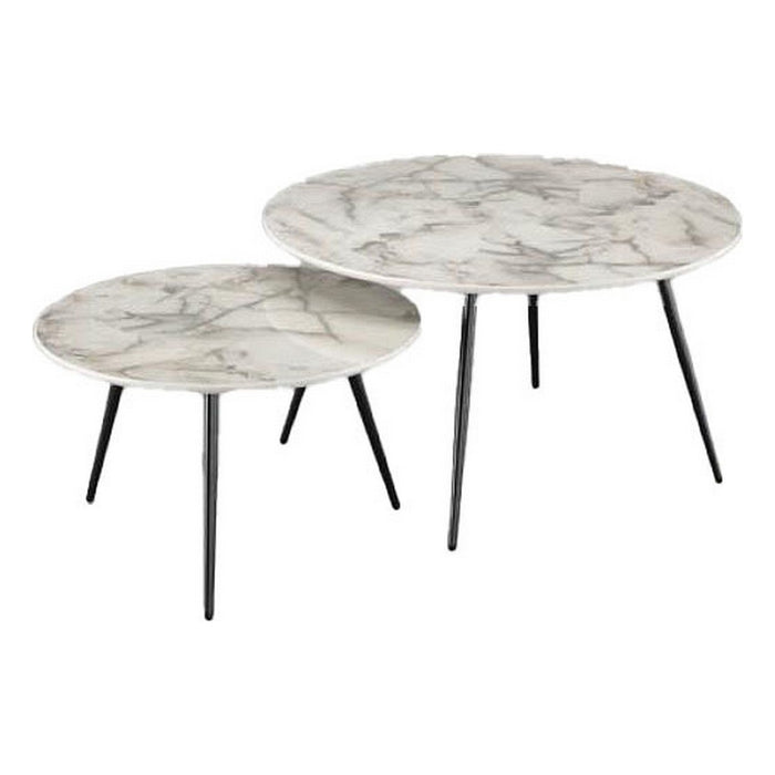 Set de 2 mese DKD Home Decor Alb Auriu* 80 x 80 x 45 cm