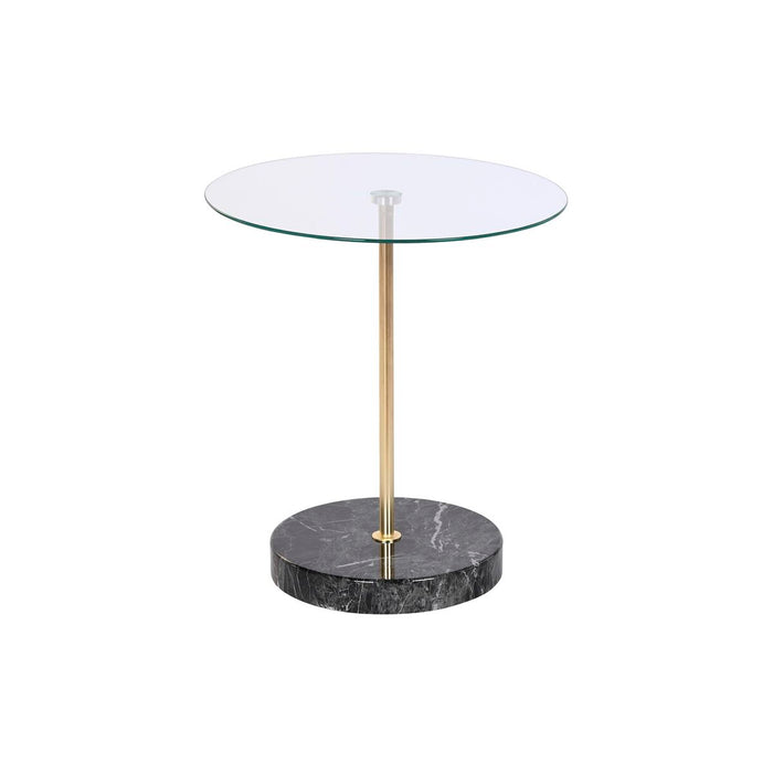 Masa laterală DKD Home Decor Negru Transparent Auriu* Geam Oțel 45 x 45 x 50 cm