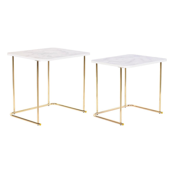 Set de 2 mese DKD Home Decor Alb Auriu* 51 x 43 x 49 cm