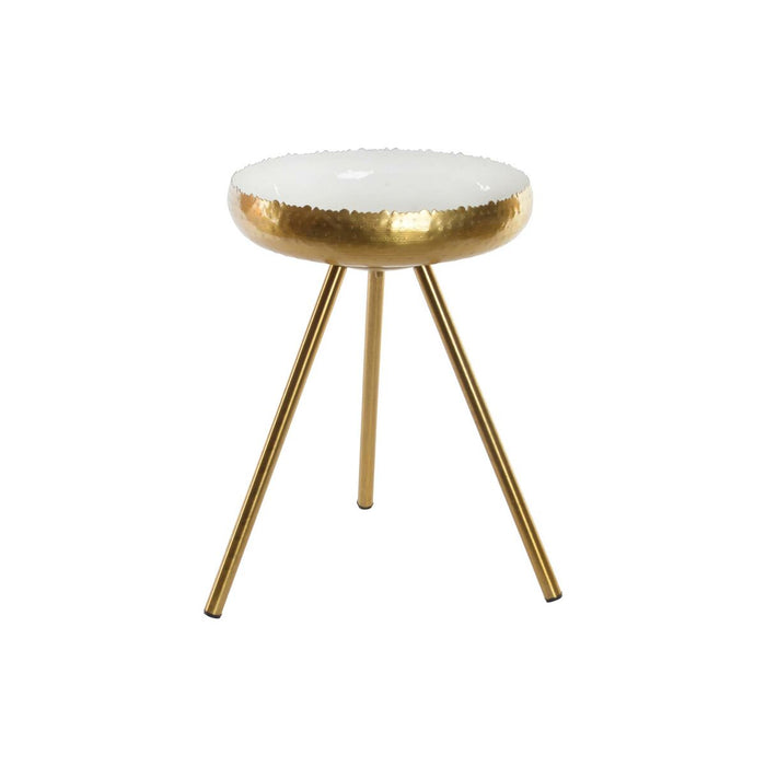 Masa laterală DKD Home Decor Auriu* Aluminiu Alb Lăcuit (43 x 43 x 61 cm)