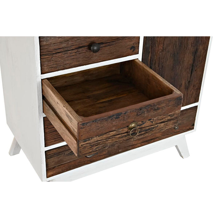 Dulap cu Sertare DKD Home Decor Metal Alb Colonial Maro închis Lemn de mango (72 x 50 x 75 cm)