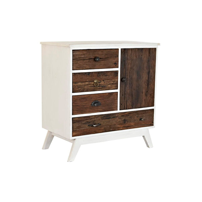 Dulap cu Sertare DKD Home Decor Metal Alb Colonial Maro închis Lemn de mango (72 x 50 x 75 cm)