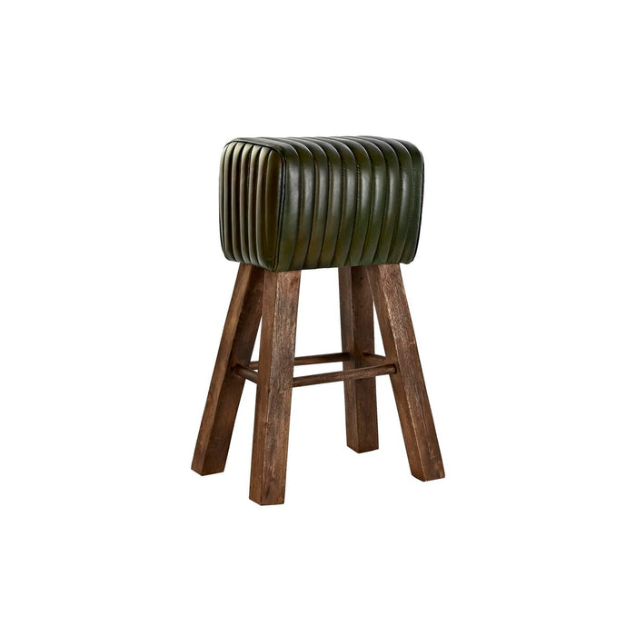 Taburet DKD Home Decor Lemn Maro Piele Verde (41 x 30 x 79 cm)