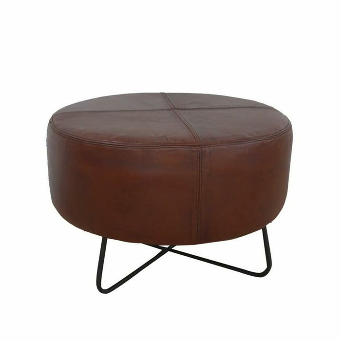 Suport pentru Picioare DKD Home Decor Negru Metal Maro Piele (55 x 55 x 37 cm)
