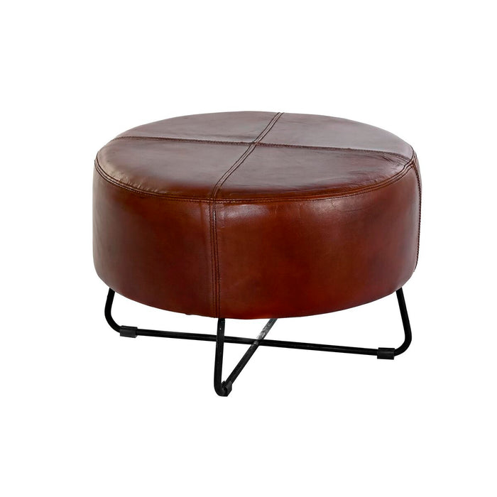 Suport pentru Picioare DKD Home Decor Negru Metal Maro Piele (55 x 55 x 37 cm)