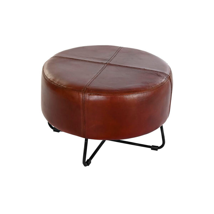 Suport pentru Picioare DKD Home Decor Negru Metal Maro Piele (55 x 55 x 37 cm)