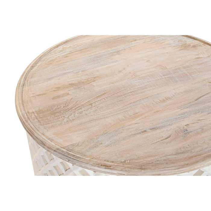 Masa de Cafea DKD Home Decor Alb Natural Aluminiu Lemn de mango 81 x 81 x 45 cm