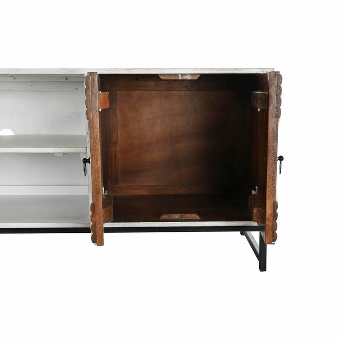 Mobilă TV DKD Home Decor 180 x 40 x 60 cm Negru Metal Alb Lemn de mango