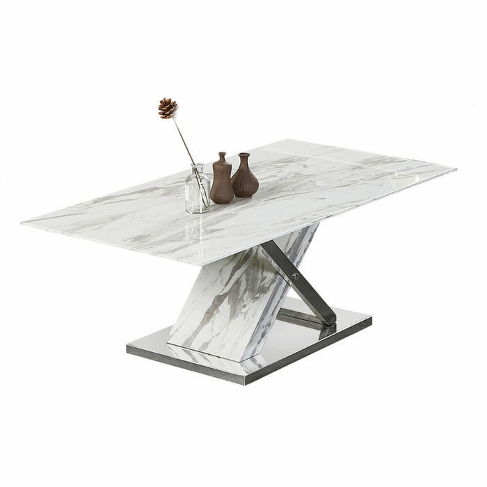 Masă de Sufragerie DKD Home Decor Geam Argintiu Gri Oțel Alb 180 x 90 x 78 cm