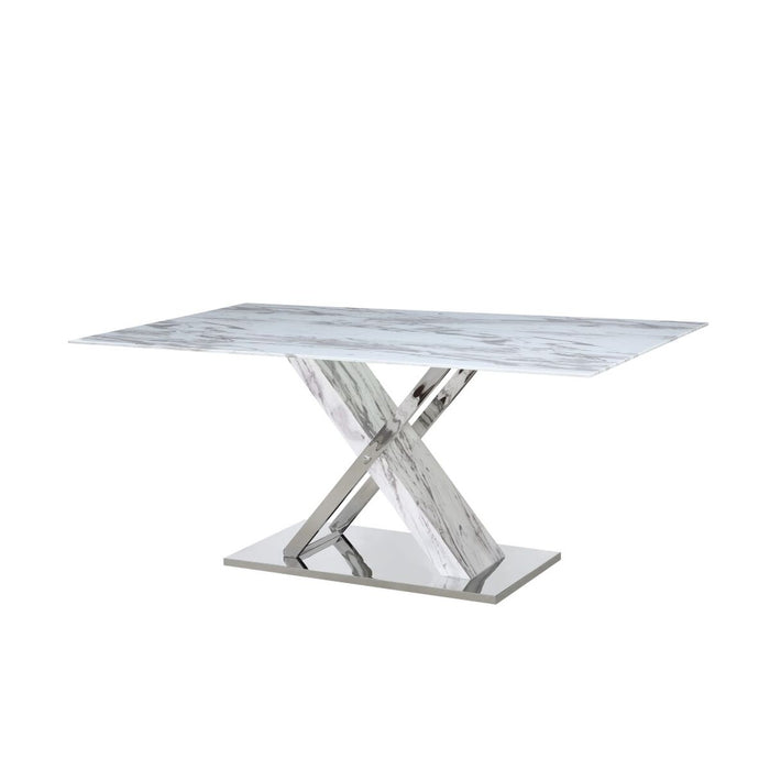 Masă de Sufragerie DKD Home Decor Geam Argintiu Gri Oțel Alb 180 x 90 x 78 cm