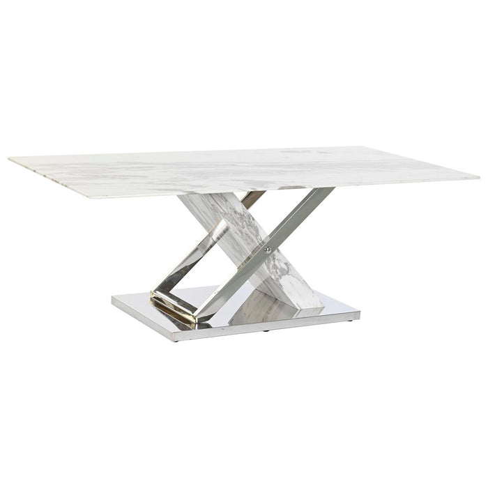 Masa de Cafea DKD Home Decor Alb Argintiu Geam Oțel 120 x 60 x 42 cm