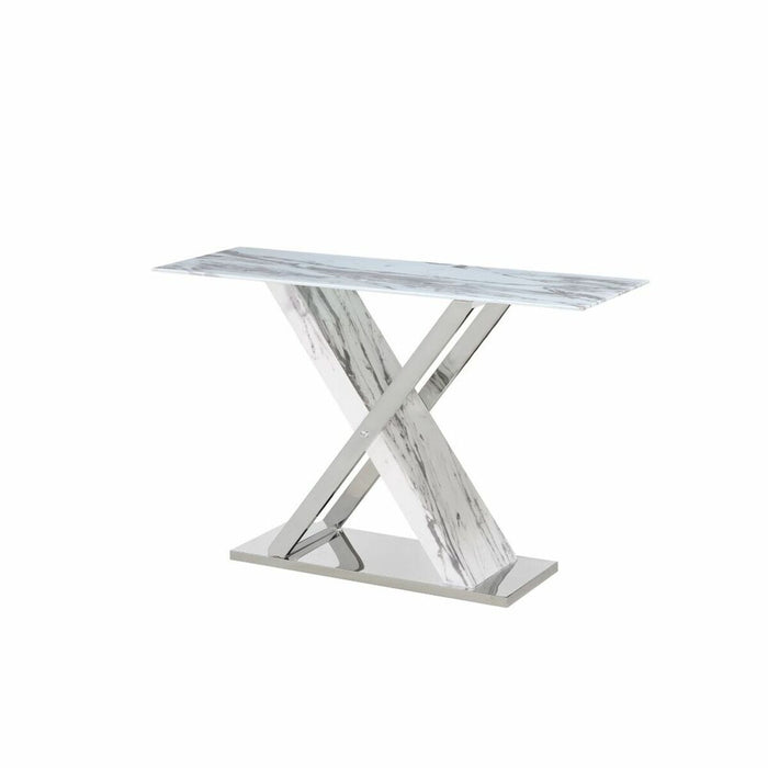Consolă DKD Home Decor Alb Gri Argintiu Geam Oțel 120 x 40 x 75 cm